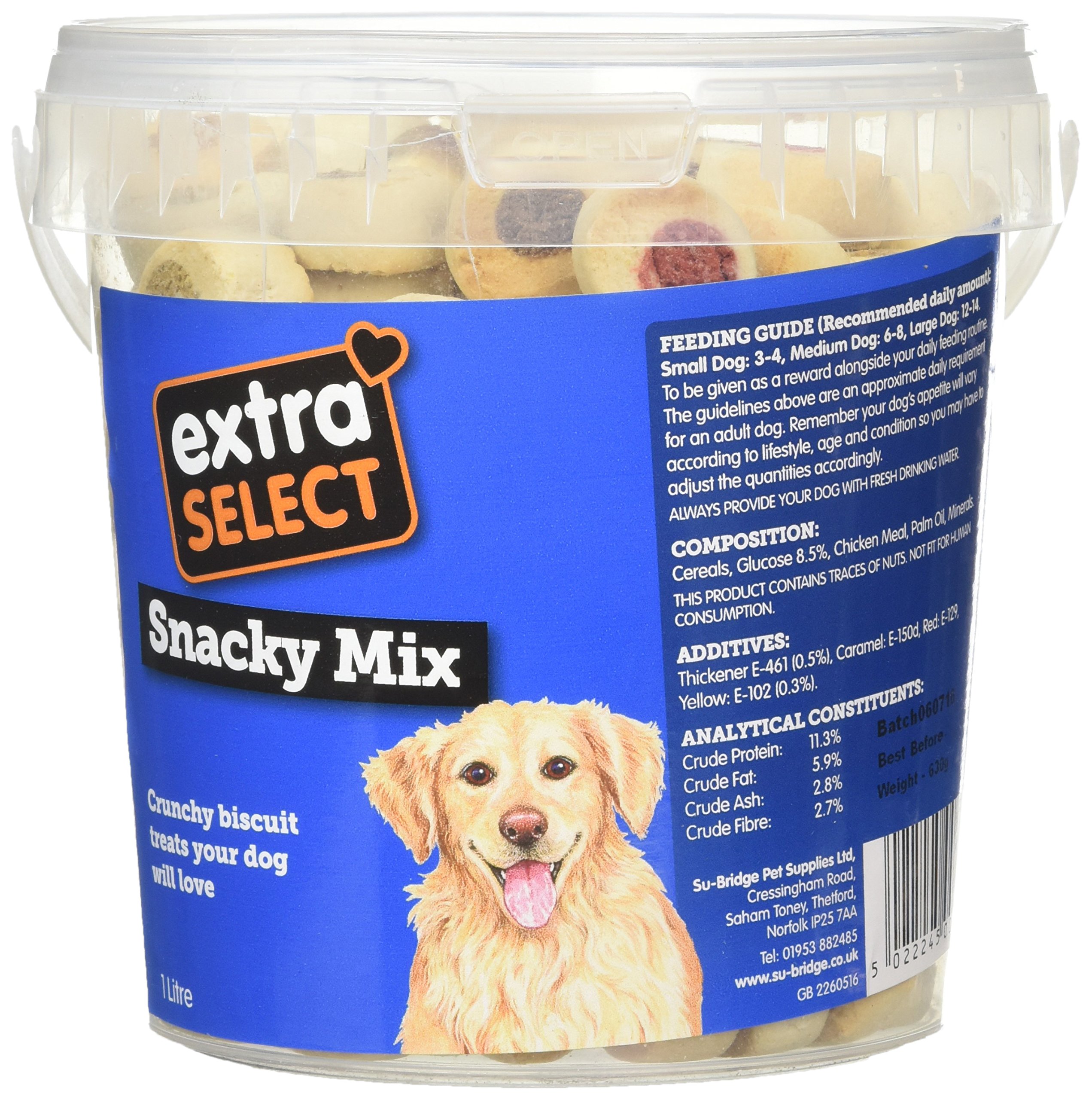Extra Select Snacky Mix Dog treat Biscuits in a 1lt Bucket (approx 100 biscuits)