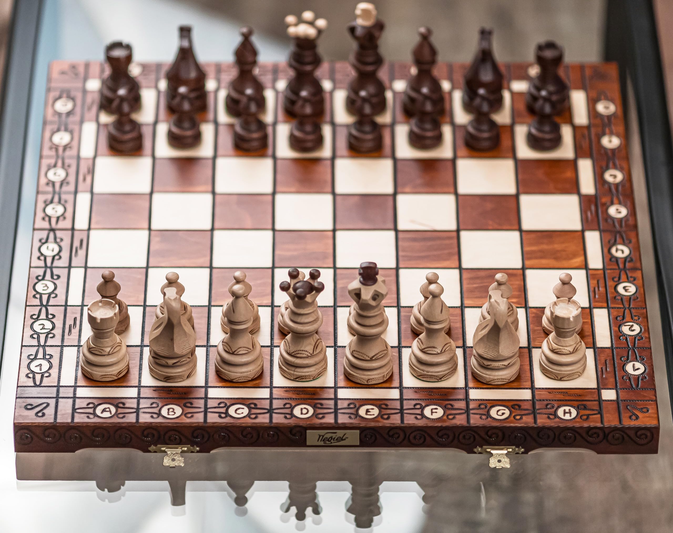 Square - Schachspiel aus Holz Imperator + Futteral - Schachbrett 52 x 52 cm & Schachfiguren Edel aus Holz