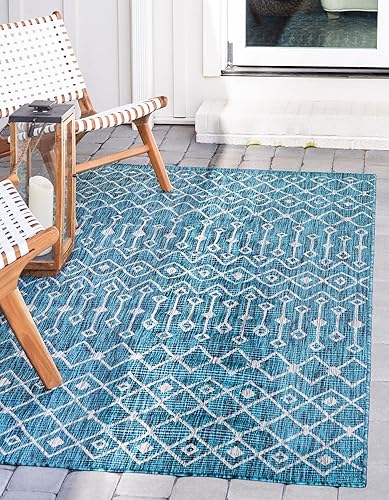 Vista 190 de Unique Loom Alfombra Colección enrejado Marroquí Celosía Transicional Interior y Exterior, Polipropileno Gris carbón/natural