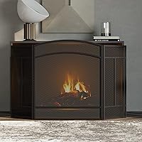 Vista 4 de Fire Beauty Pantalla de chimenea 3 paneles de hierro forjado 48 pulgadas de largo x 29 pulgadas de alto, cubierta de protección contra chispas Negro