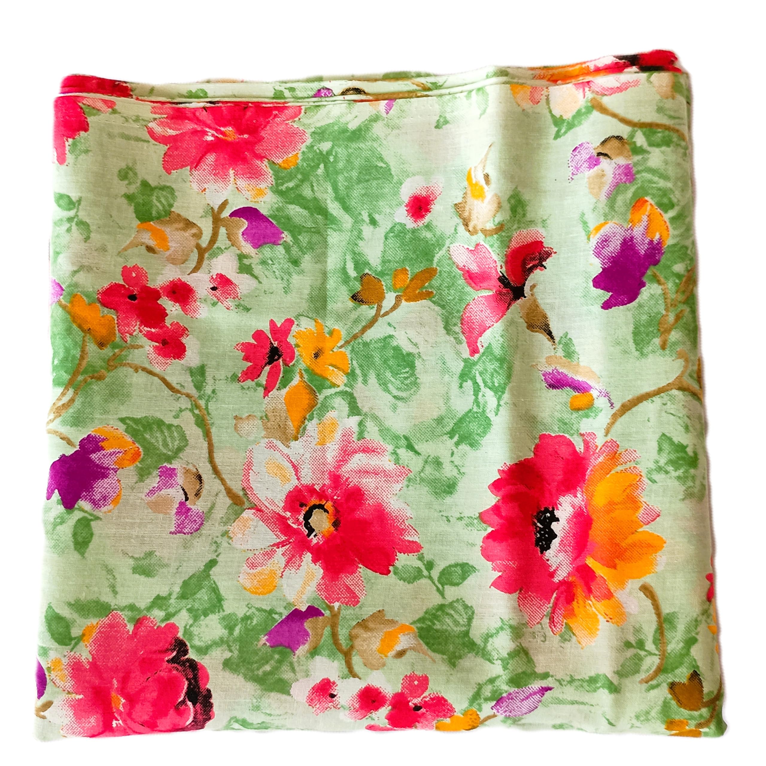 Shreeji Collection Pure Cotton Unstitched Fabric 4 Meter | Light Green Floral Print, 82.5g/m Weight, Breathable & Durable, Salwar Suit & Lehenga, Rajputi Poshak Use-image-19