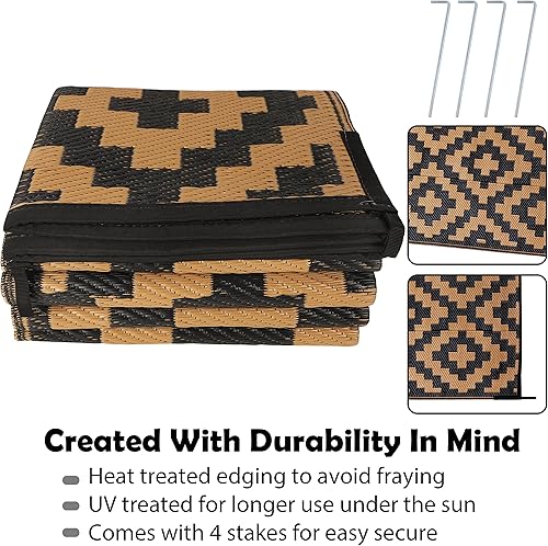 Miniatura 4 de SAND MINE Alfombras reversibles, alfombra de paja de plástico, alfombra de área moderna, alfombra grande para el suelo y alfombra para exteriores,