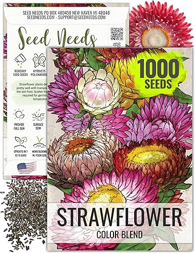 Seed Needs Semillas de fresa para plantar, semillas anuales de flores tradicionales y polinizadas abiertas, cultiva una colorida mezcla de flores
