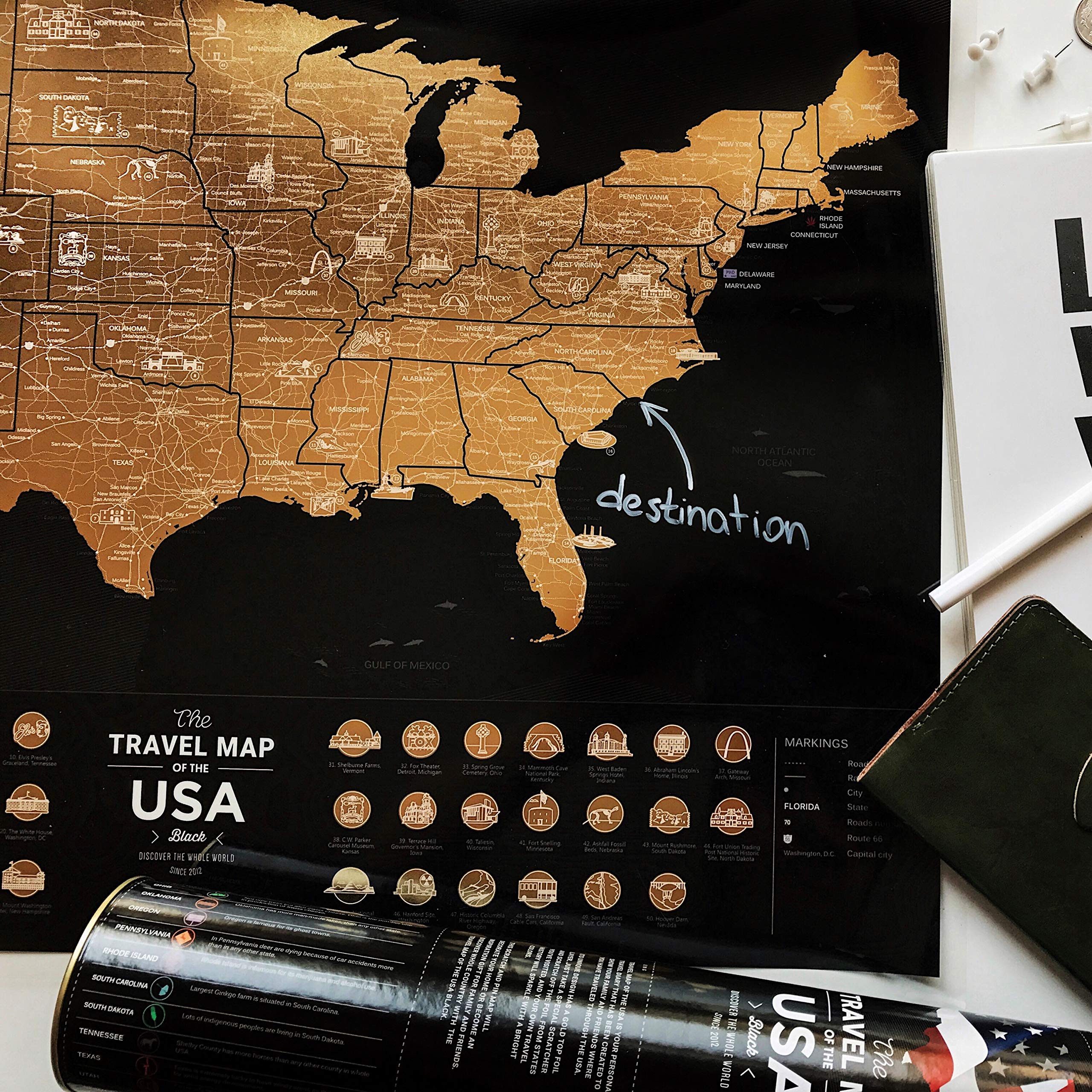 Mapa zdrapka USA Travel map black USA
