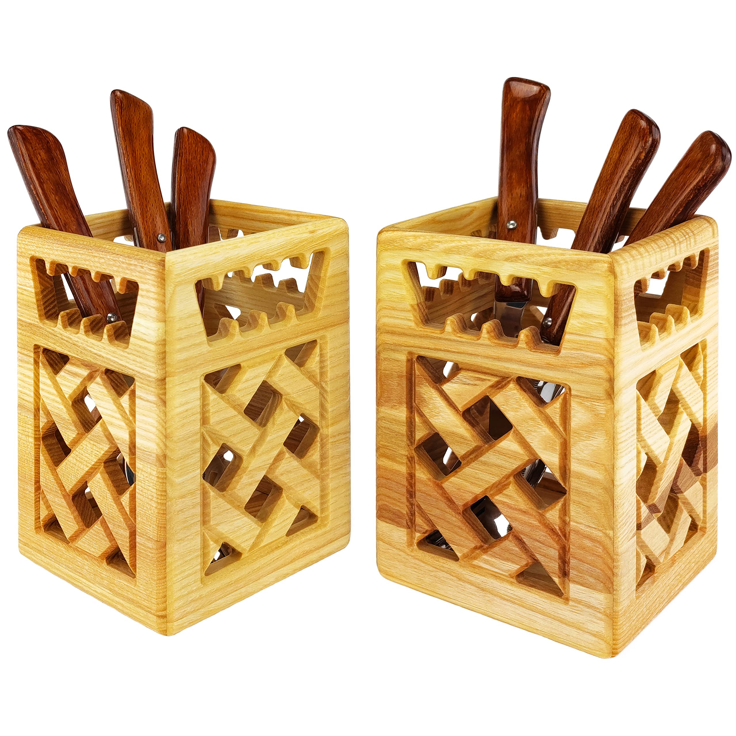 Wood Wedge Premium Utensil Holder
