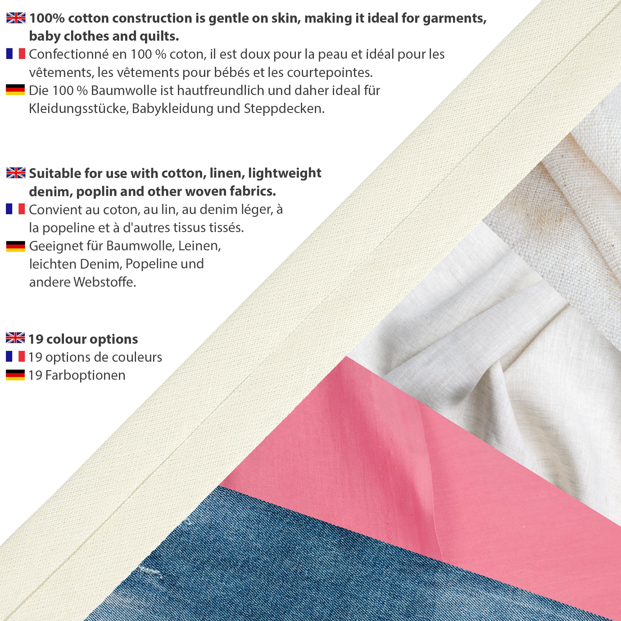 Nastro sbieco di qualità professionale, 5 m, 30 mm, lavabile in lavatrice, oltre 30 colori. Bordo specializzato nel Regno Unito per cucito, bandiere, tappezzeria, tubazioni per mobili e indumenti (oro