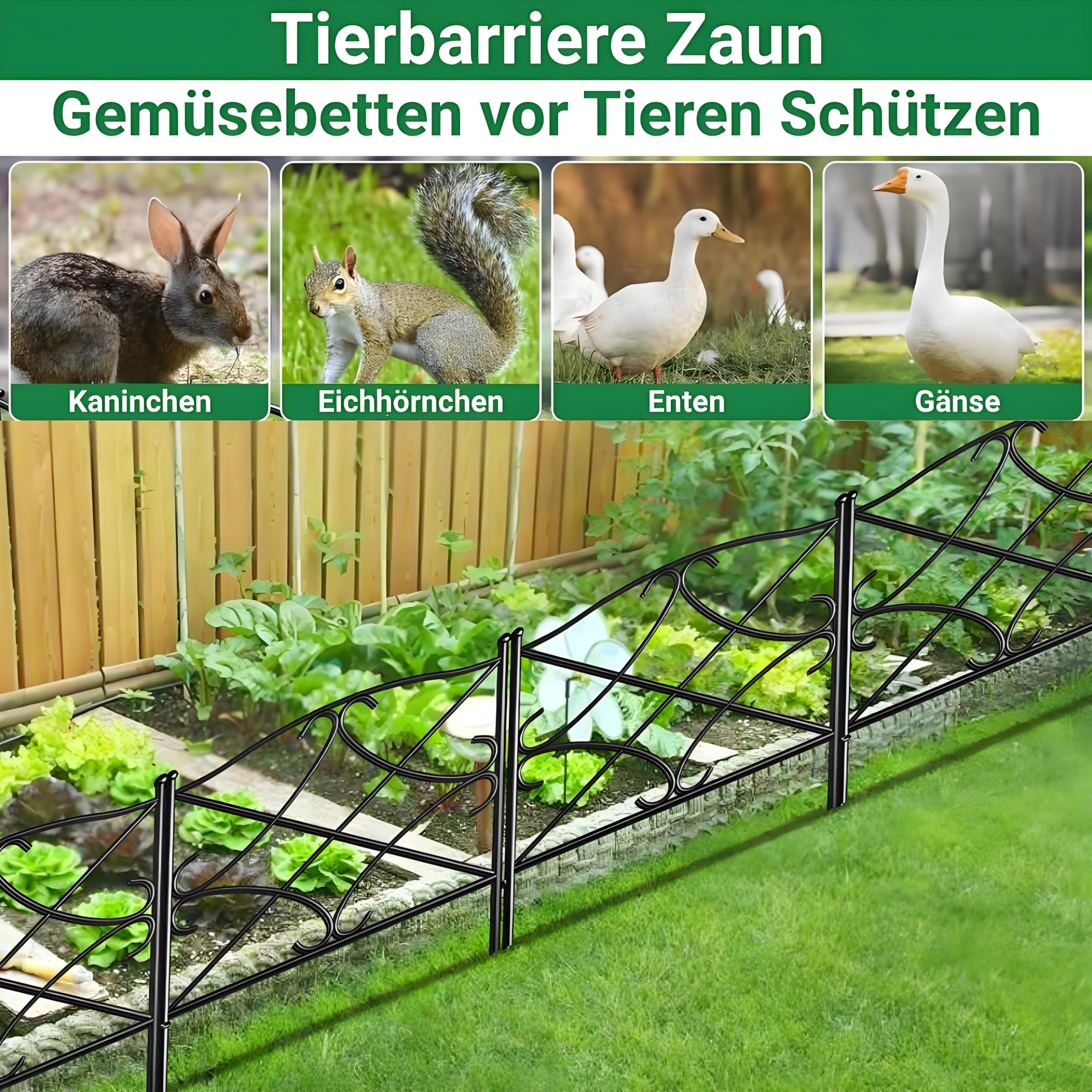 Garden Mile Gartenzaun Aus Metall – 15 Cm X 3 M, Verzinkt, Rostfrei