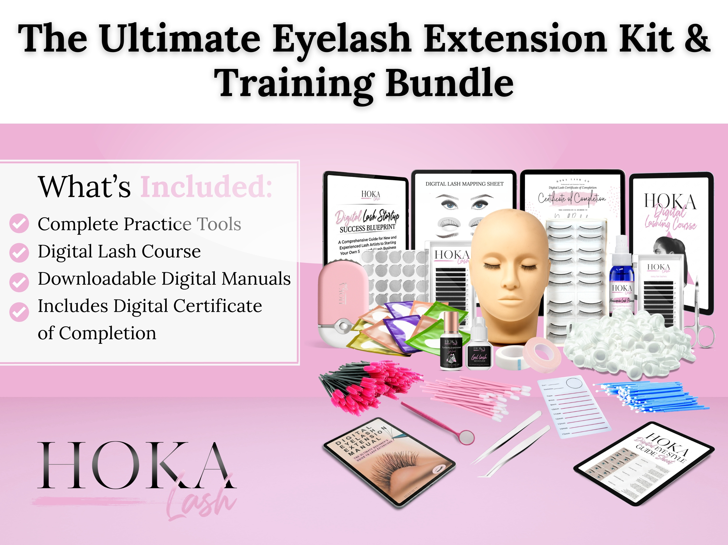 Hoka Pink and White Lash Extension Kit Accessories Hoka Lash Tech Beginner Kit Unboxing - YouTube main image 4