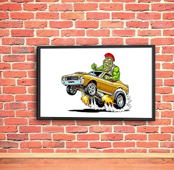 1968-70 AMC Javelin Monster Car Poster Art Print gold