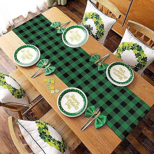 Miniatura 7 de Camino de mesa del día de San Patricio, decoración del día de San Patricio, decoración del día de San Patricio, trébol verde de la suerte,