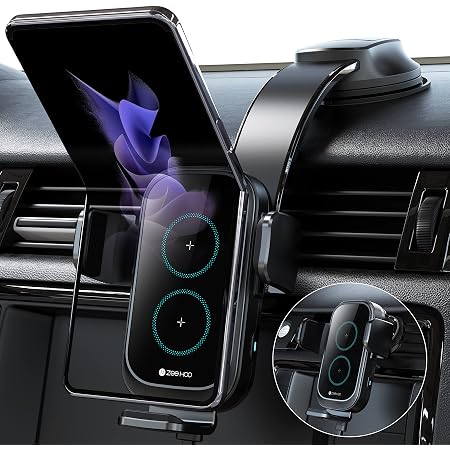Support Chargeur Voiture Sans Fil ZEEHOO Duoxx, 15W, Double Bobine, Auto-serrant, Ventilation/clip Tableau De Bord, Pour IPhone/Samsung