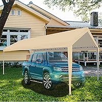 Vista 5 de Toldo de repuesto para cochera, 10 x 20 pies, beige, protección UV y material impermeable, adecuado para barcos, fiestas, bodas, jardines, tiendas