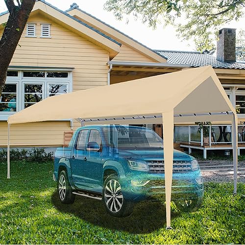 Miniatura 5 de Toldo de repuesto para cochera, 10 x 20 pies, beige, protección UV y material impermeable, adecuado para barcos, fiestas, bodas, jardines, tiendas