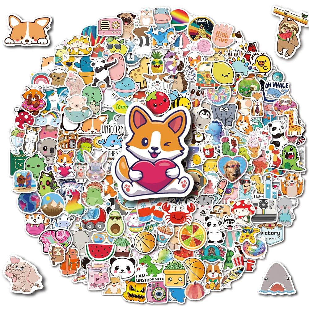 Stickers for Water Bottles, 200PCS Water Bottle Stickers for Kids, Waterproof Vinyl Stickers, Cute Stickers for Kids Classroom, Teacher Prizes Classroom Must Haves