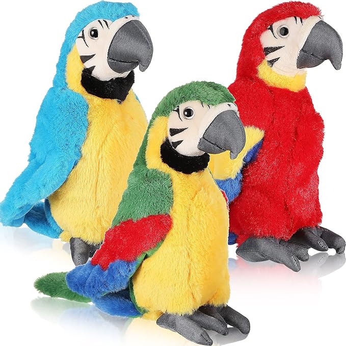 Jexine 3 Pcs Macaw Parrot Plush Toy Soft Stuffed Animal Toy Parrot Bird Stuffed