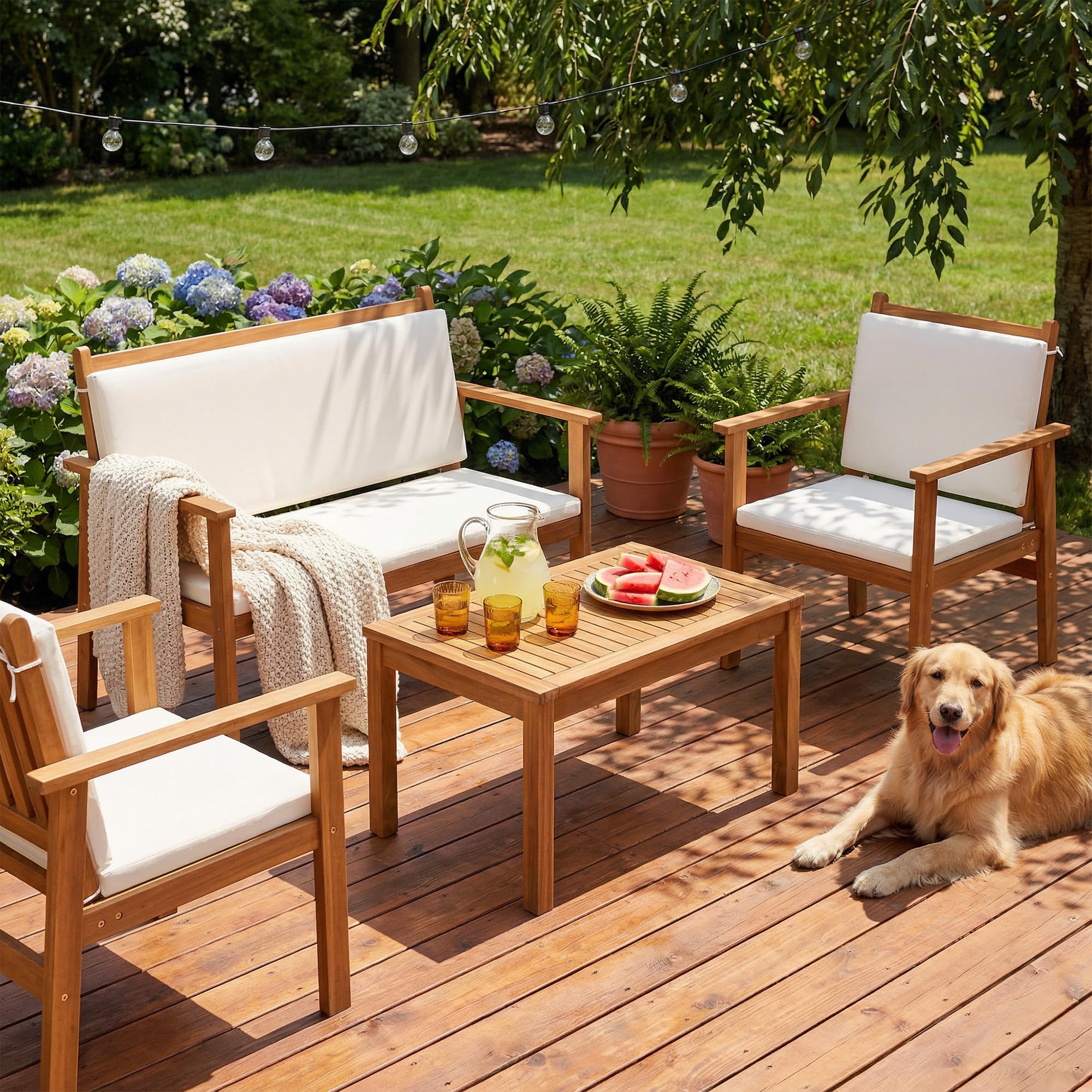 Devoko 4-Piece Acacia Wood Set