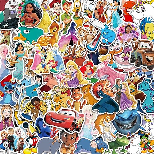 CUUPAA 100 calcomanías de dibujos animados mixtas, calcomanías clásicas de personajes de dibujos animados kawaii para botellas de agua, portátiles,