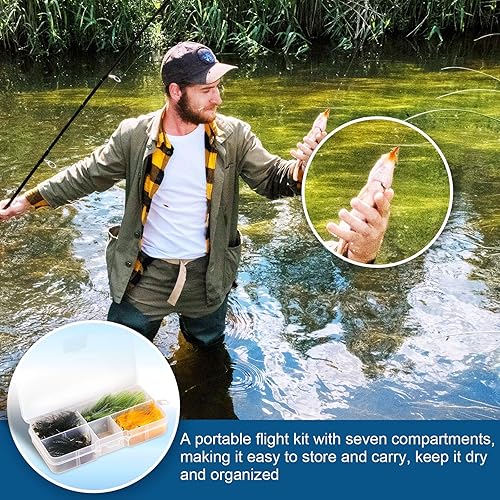 Miniatura 6 de 24 piezas Woolly Bugger Streamer - Moscas de pesca con mosca, ninfa, trucha, surtido, serpentina, moscas de pesca con caja para moscas (verde,