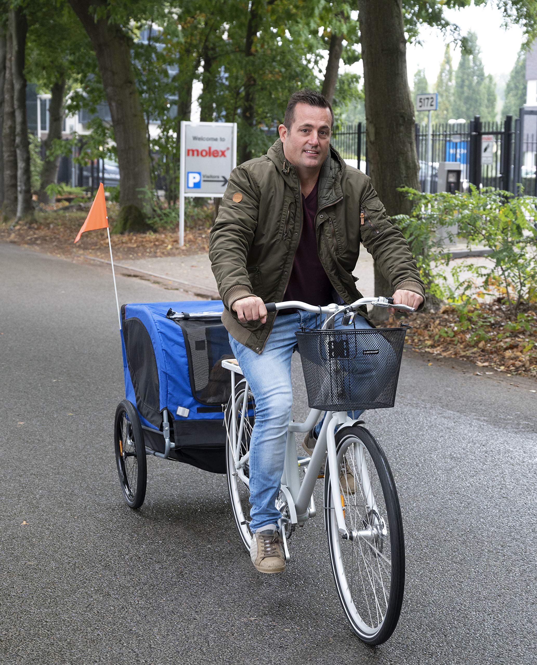 Velo Remorque Chien Pliable - Cariole Velo Chien Max. 40 KG - Remorque de Vélo pour Animaux de Compagnie - 75 x 52 x 65 cm - Bleu/Noir