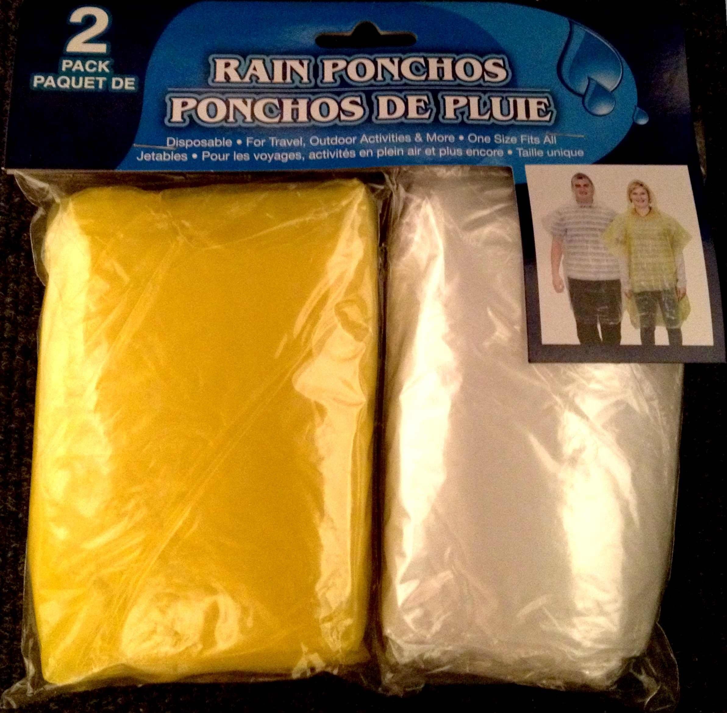 Rain Poncho for 72-hour Kit - 2 Pack