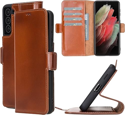 Bayelon Funda para Samsung Galaxy S21 Plus, cartera de cuero de grano completo, cartera para teléfono, funda magnética con tapa para teléfono, funda