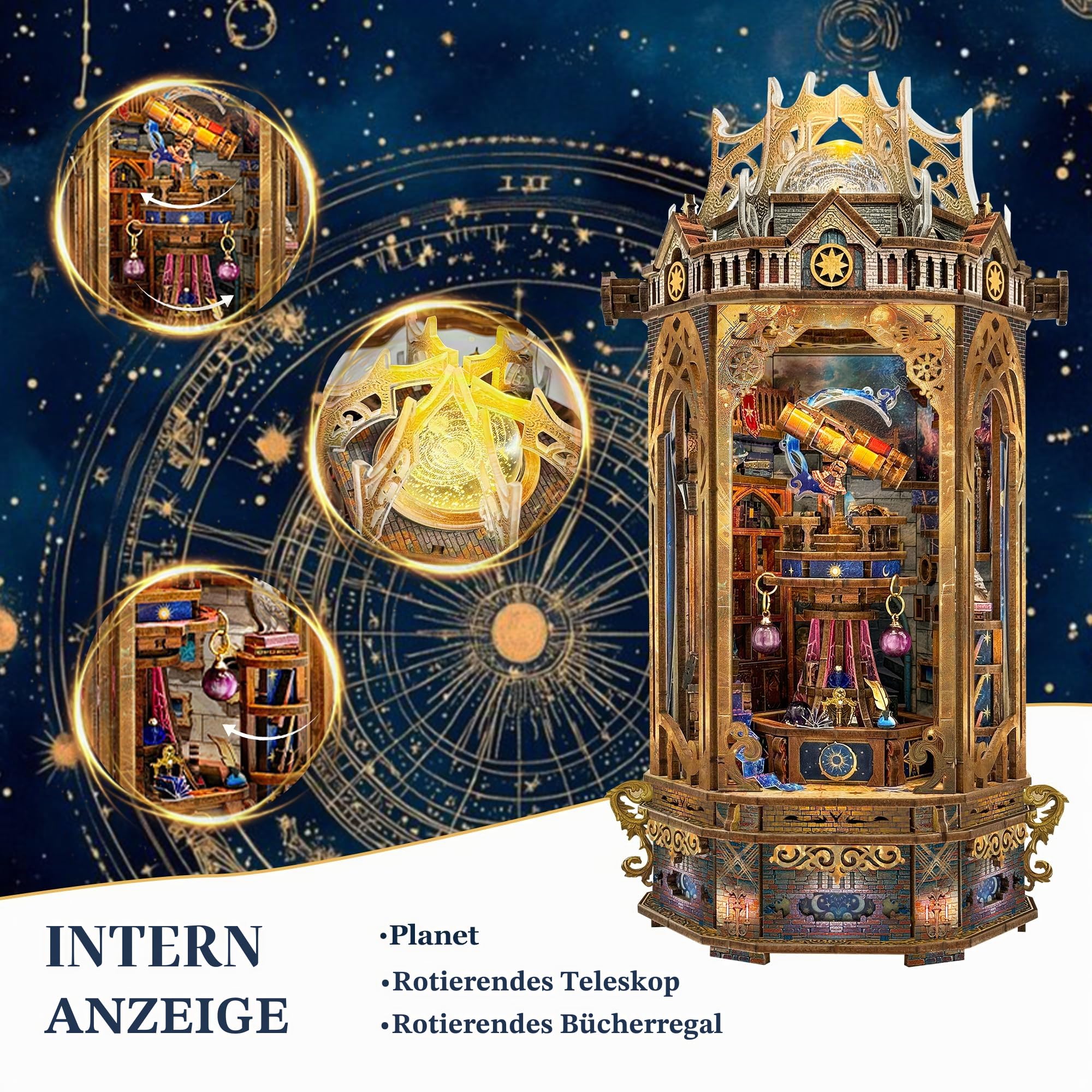 3D-Holzpuzzles für Erwachsene - 423-teiliger 3D Modellbausatz zum Selberbauen, DIY-Handwerk mit 3-Stufen-Modus, tragbares Stressabbau-Puzzle für Heimdekoration und Geschenke