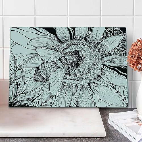 Lunarable Tabla de cortar toscana, pintoresco carril con arquitectura mediterránea flores ciudad italiana, tabla decorativa de vidrio templado para