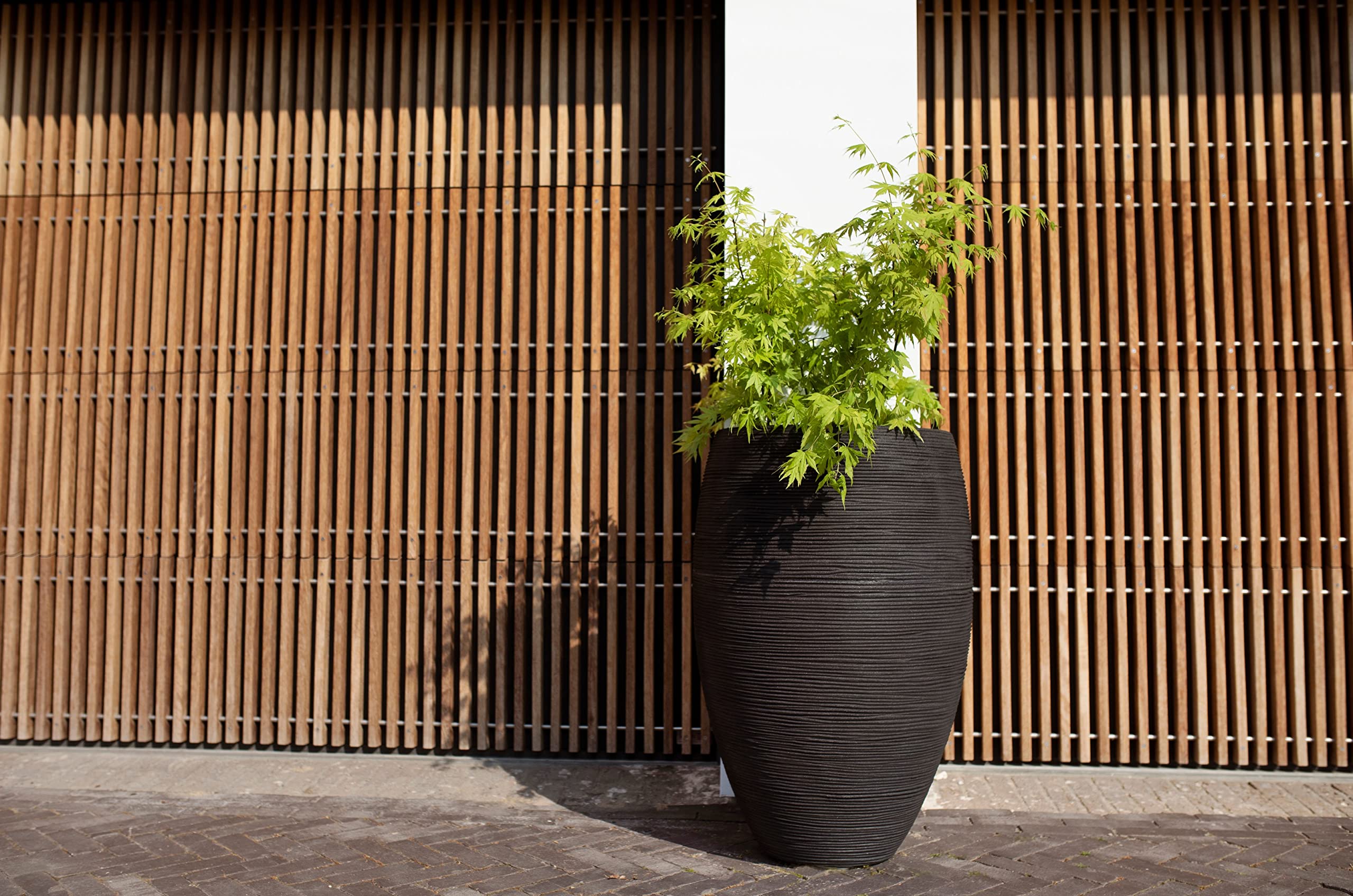 Capi Europe - Vase élégant Deluxe Rib NL - 38x58 - Anthracite - Ouverture Ø38 - Pot intérieur et extérieur - KOFZ1131