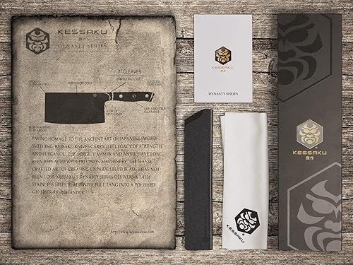 Miniatura 7 de Juego de cuchillos de carnicero de 7 pulgadas y cuchillos de deshuesar de 6 pulgadas, serie Dynasty - Acero alemán HC - Mango de espiga completa G10