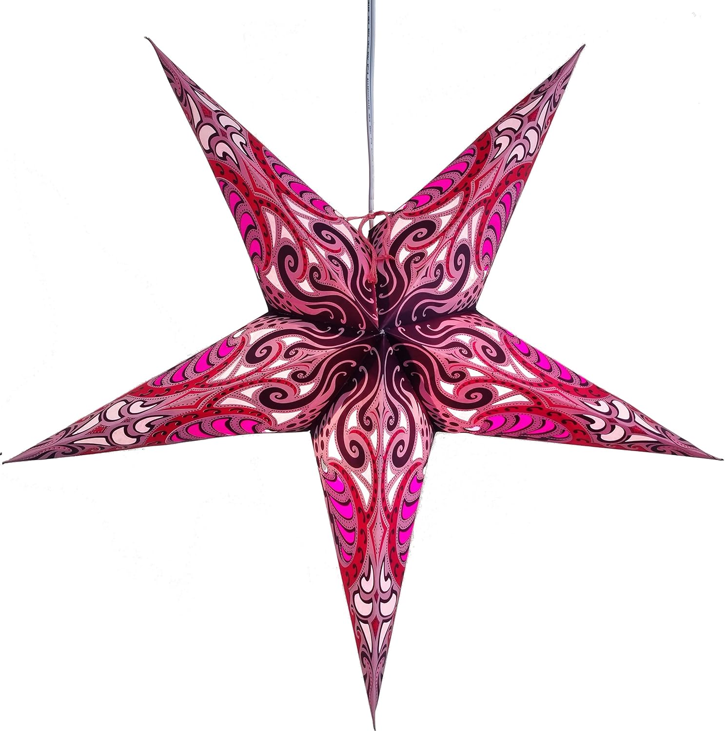 Lavender Pink Obsession Paper Star Lantern with 12 Foot Power Cord Included