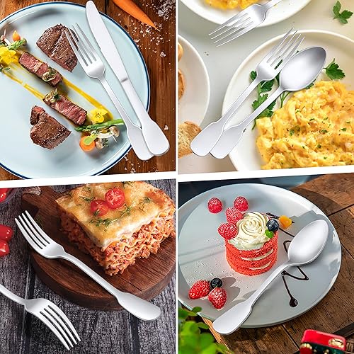 Miniatura 5 de E-far Juego de cubiertos mate para 4, 20 piezas de cubiertos de acero inoxidable para el hogar, cocina, restaurante, tenedores, cucharas y cuchillos
