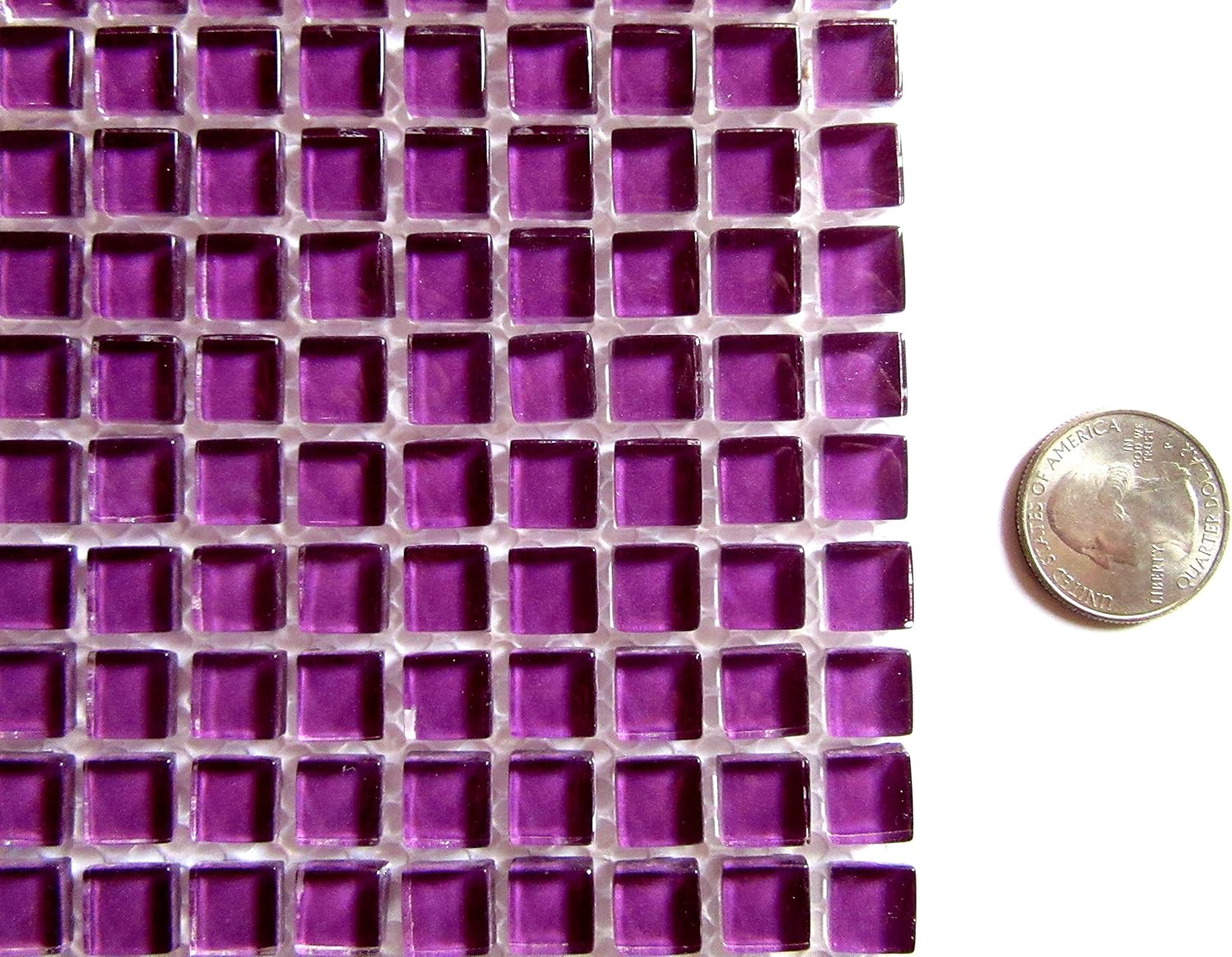 100 Mini Square Bright Purple Mosaic Tiles, Glass Mosaic Pieces, Ceramic Mosaic
