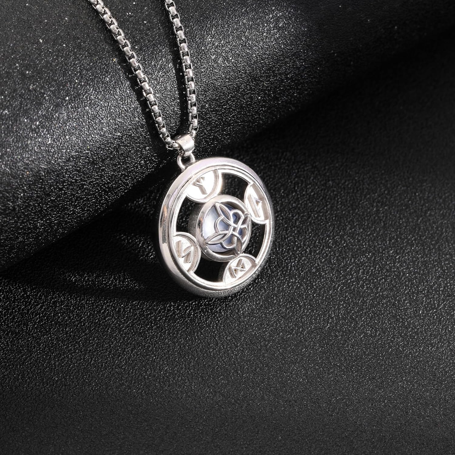 Natural Moonstone Witches Knot Necklace for Women Viking Runes Formula Pendant Necklace Wiccan Pagan Witchy Jewelry Gift - Image 4