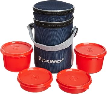 Signoraware Executive Lunch Box With Bag 15 Cm Deep Red