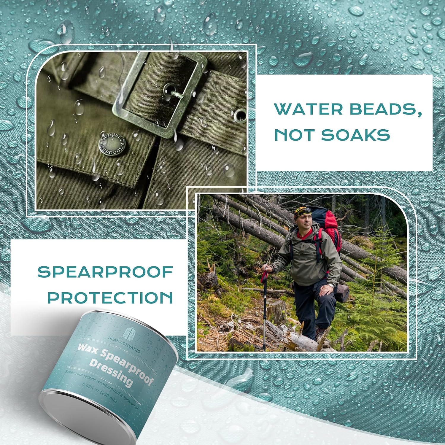 Jacket Fabric Wax Dressing - Natural Protection Against Water, Wind & Abrasion | Easy Heat-Activated Canvas Wax | Rejuvenate & Preserve Resistance & Flexibility for Canvas, Cotton, Outdoor Jackets