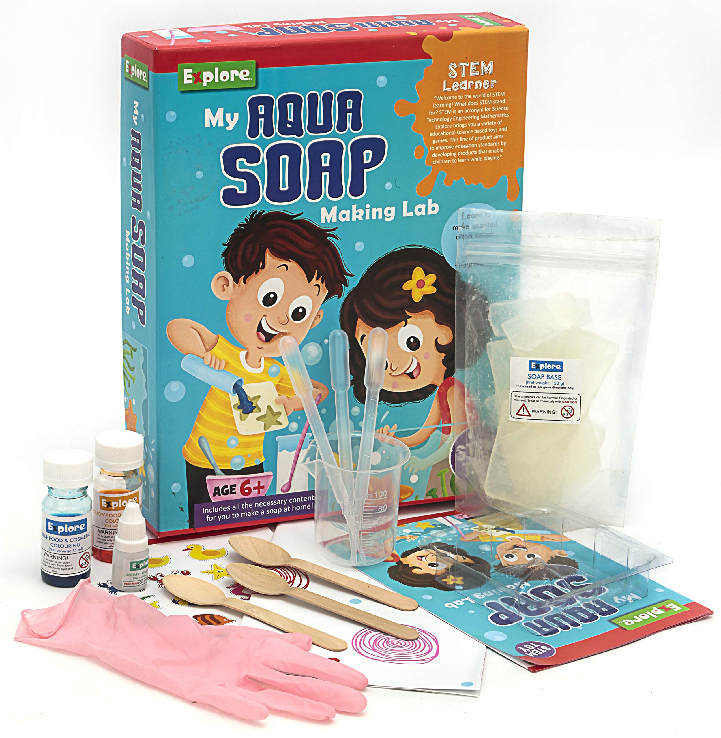 Mighty MojoSTEM Learning My Aqua Soap Making Lab, Make Aqua Soap, 100% Organic Kids Soap Kit, Best Gift for Kids, Great Science Gift for Girls and Boys