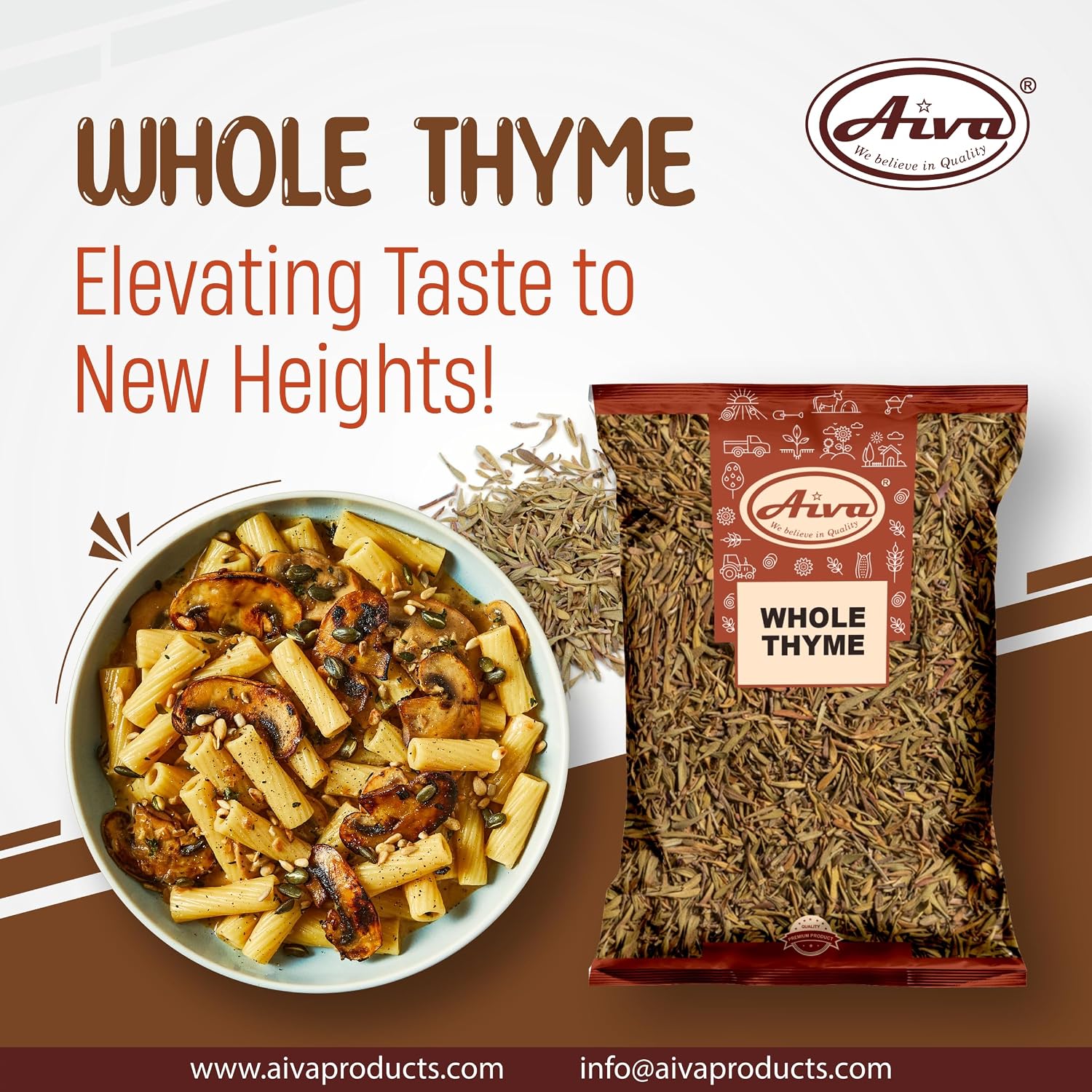 Aiva Dried Thyme Leaves (Thyme Flakes) | Tomillo Entero | Thymus vulgaris L. (14 oz (Pack of 20))