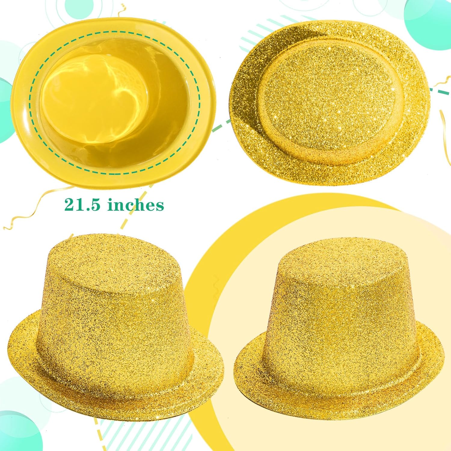 Hillban 24 Pcs 2026 Grad Glitter Top Hat Bulk Bowler for Adults 1920s Dress Glitter Hats for Masquerades Party