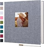 Finksy Grand album photo autocollant 3x5 4x6 5x7 8x10 Photos Couverture en lin 40 Pages vierges magnétiques DIY Album de scrapbook avec un stylo métallique