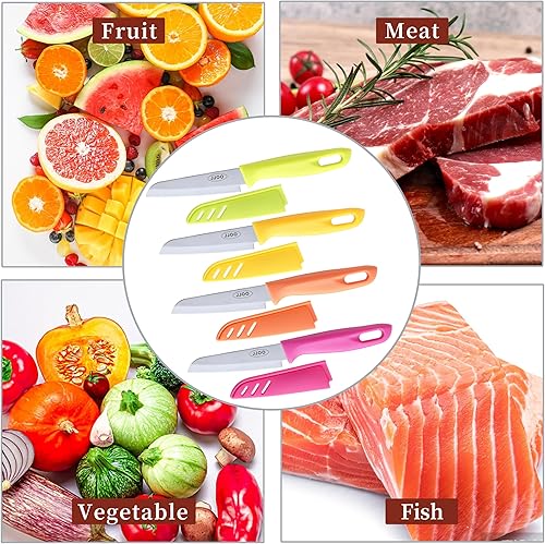 Miniatura 4 de JJOO Cuchillos de pelar, juego de cuchillos de pelar de acero inoxidable con tapa, cuchillo de emparejamiento de 3.6 pulgadas, cuchillo de cocina