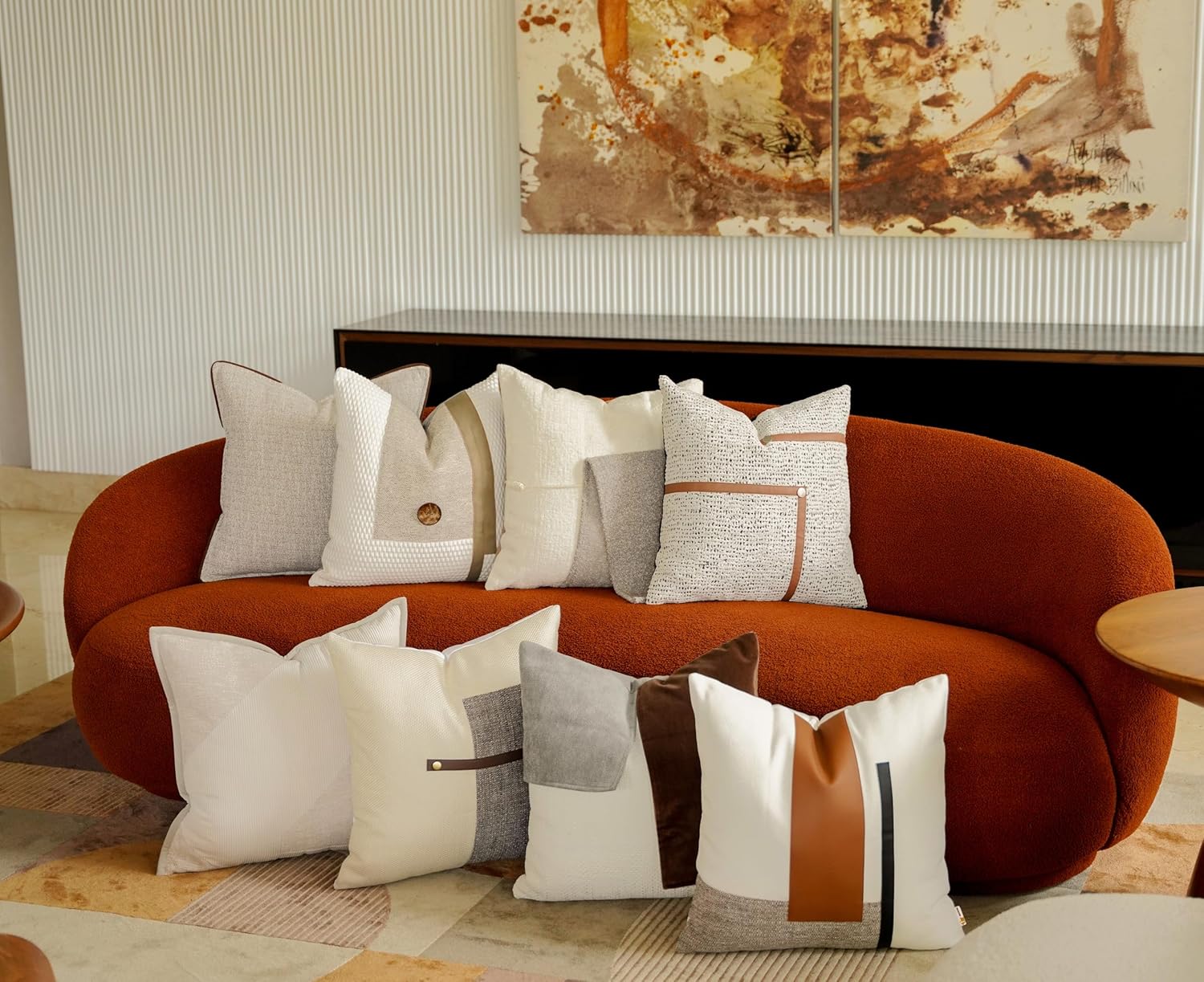 Brodera 18x18 Decorative Throw Pillow Cover – Premium Thick Fabric, Hidden Zipper, Modern Neutral Cushion Cover for Sofa, Bed or Chair (Insert Not Included)