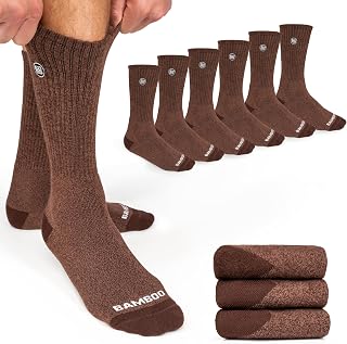 Premium Bamboo Rayon Crew Work Socks- Moisture Wicking, Odor Eliminating Crew Socks for Men