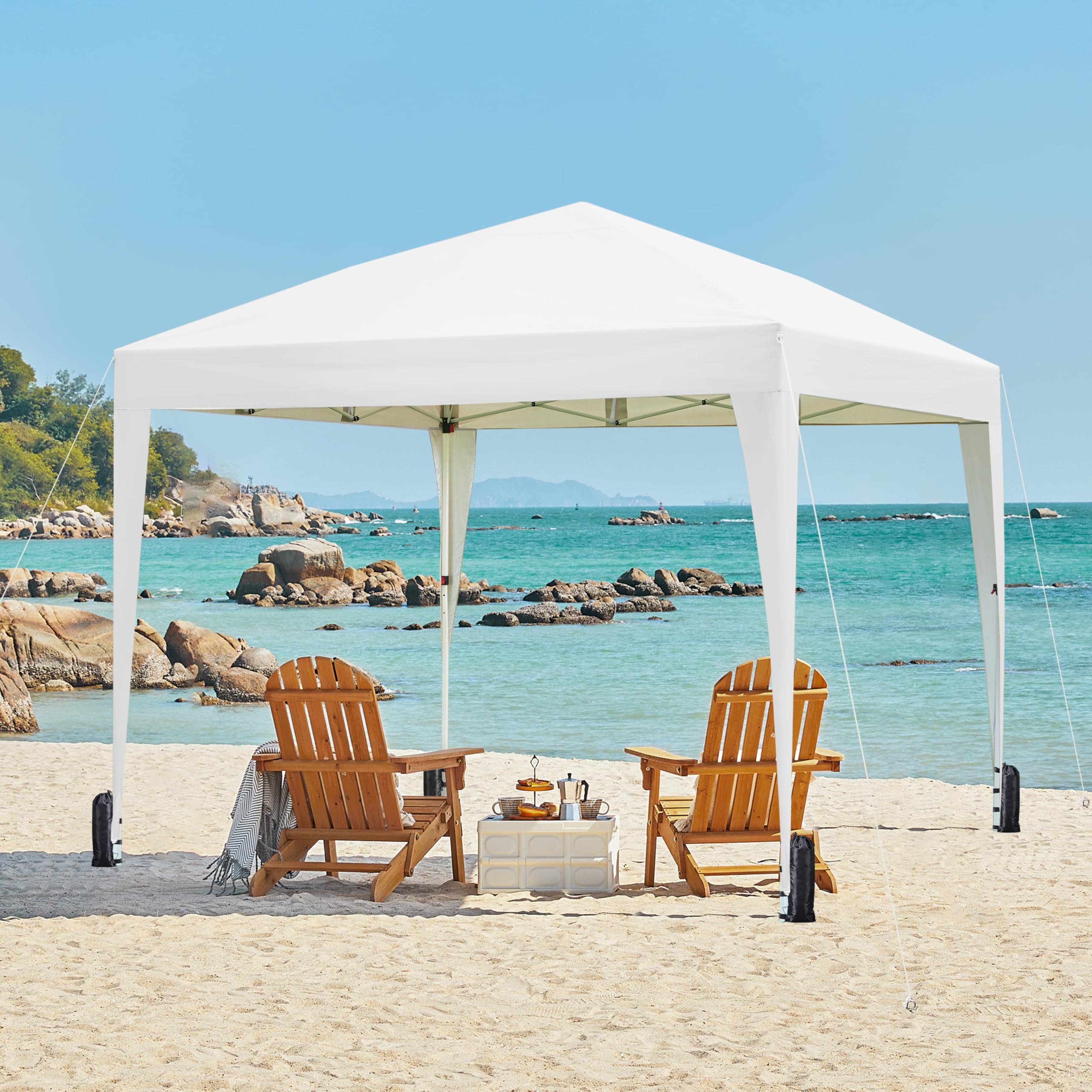 Yaheetech Pavillon 3x3m mit 4 Seitenwänden Pop-up Faltpavillon, Weiß | Gartenpavillon Wasserdicht Winterfest Höhenverstellbar Partyzelt mit Rolltasche Stahlgestell UV Schutz 50+ Zelt 267-287 cm H