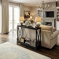 Vista 5 de ZENY Mesa consola, mesa de entrada, mesa de sofá estrecha con estantes de 2 niveles, mesa de entrada para sala de estar, entrada, pasillo, vestíbulo