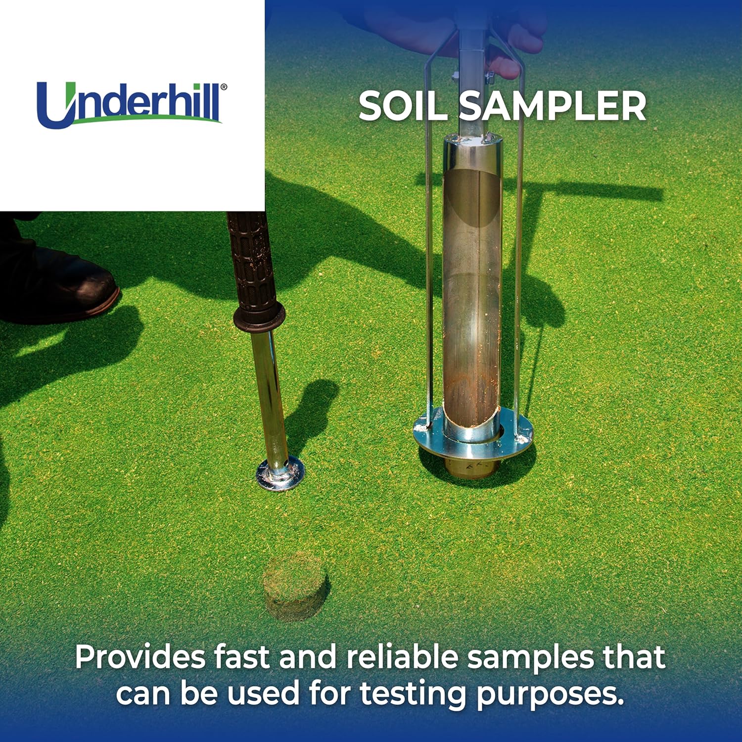 Underhill Sampler Soil Probe for Testing Lawn and Turf, T Handle, Yard and Gardening Hand Tools, 2 Inch, TSP-SS, Stainless Steel