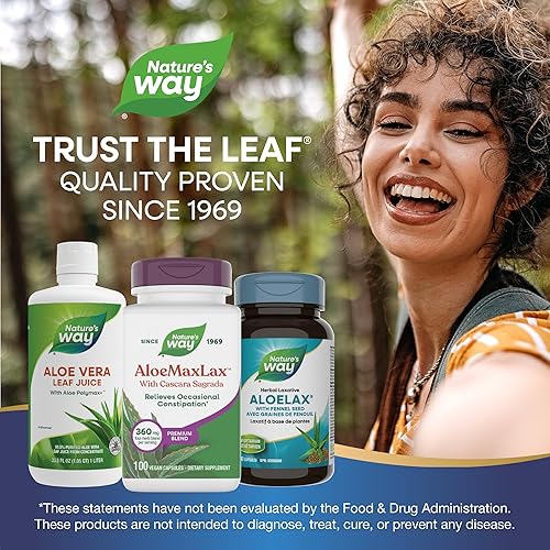 Miniatura 7 de Nature's Way AloeMaxLax con Cascara Sagrada, alivio ocasional del estreñimiento*, 100 cápsulas veganas