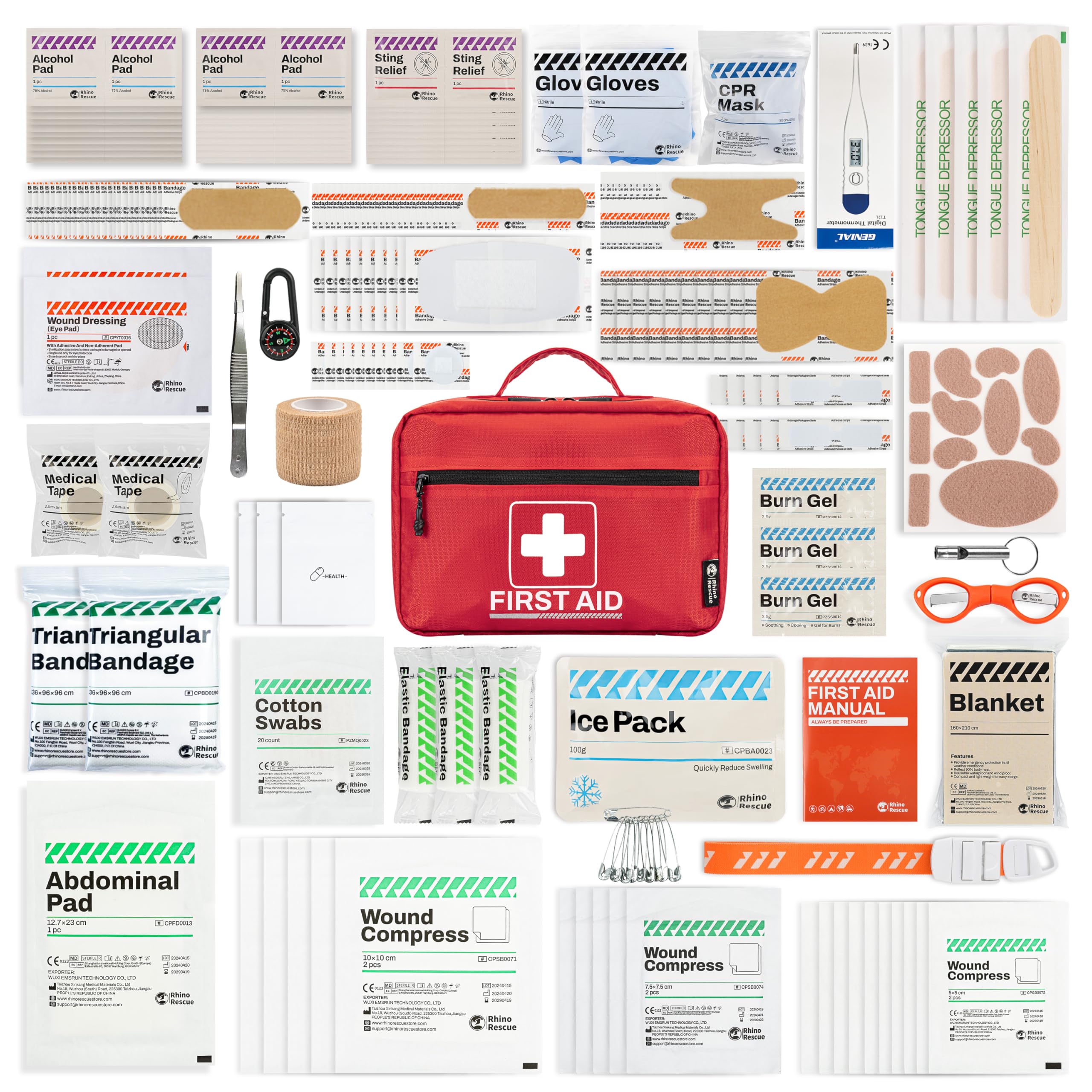 RHINO RESCUE Haus & Büro-Kit, umfassende Grundausstattung | professionelle Versorgung, übersichtliche Fächeraufteilung, für Notfall, Schule, Geschäft, Auto, Camping