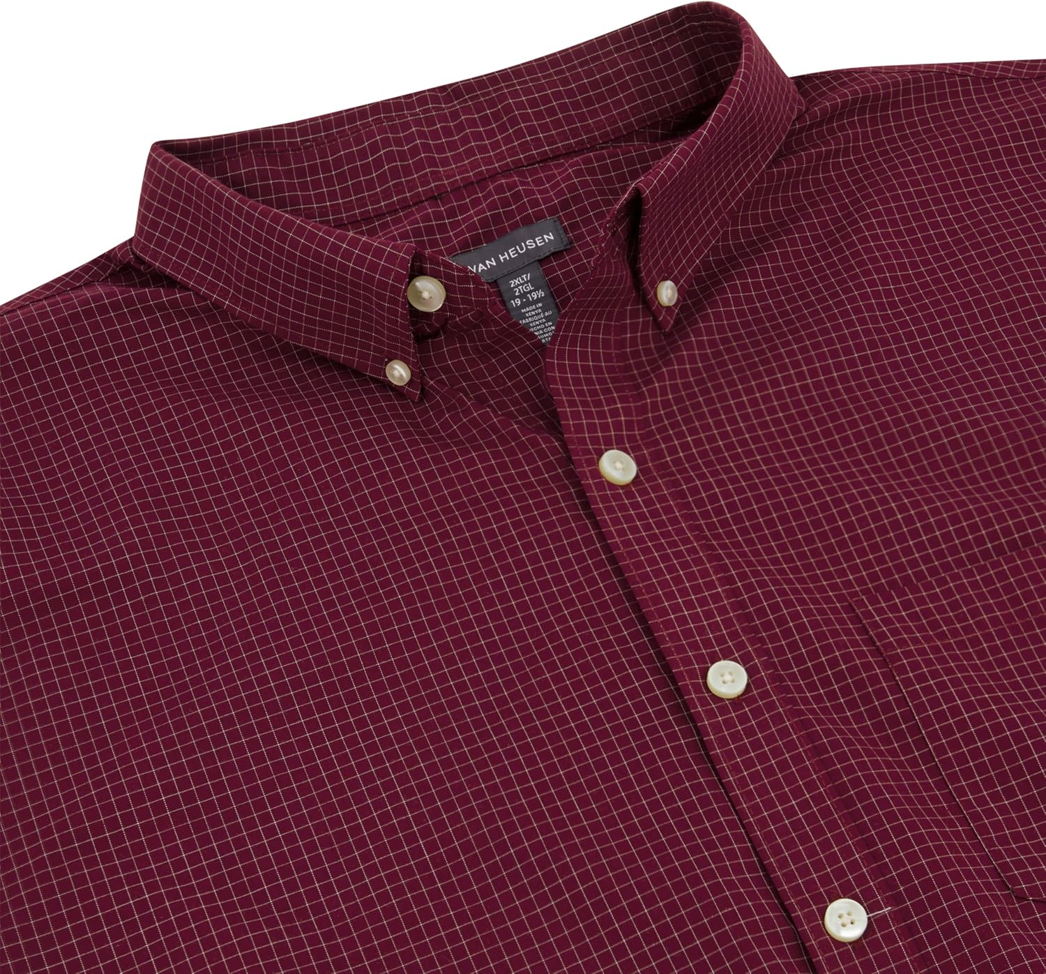 Van Heusen Men's Big and Tall Wrinkle Free Short Sleeve Button Down Shirt - Image 2