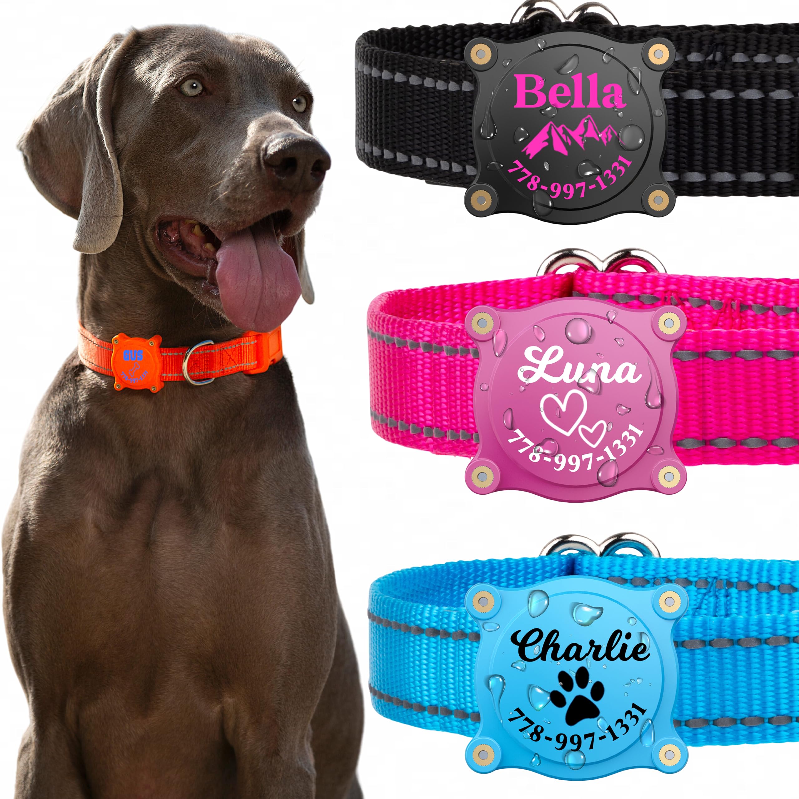 PAWBLEFY Personalized Airtag Dog Collar Holder - Ultra Durable, Compatible with Apple AirTag - Pet Airtag Holder for Tracking, Waterproof for Dogs and