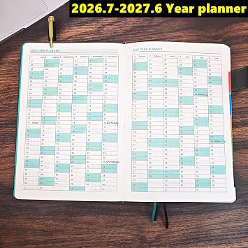Academic Diary 2026-2027 A5 Page A Day,Productivity Daily Planner from Jul 2026 to Jun 2027 With Monthly Tabs, and Colorful Side Panels (8.5x5.9 inch)-Blue